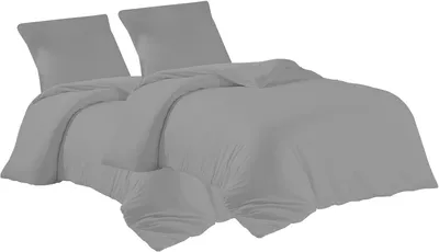 Produktbild von Livessa Bettwäsche 135x200 Baumwolle 4-teilig, 2x Bettbezug - 2x Kissenbezug 80x80 cm, Grau
