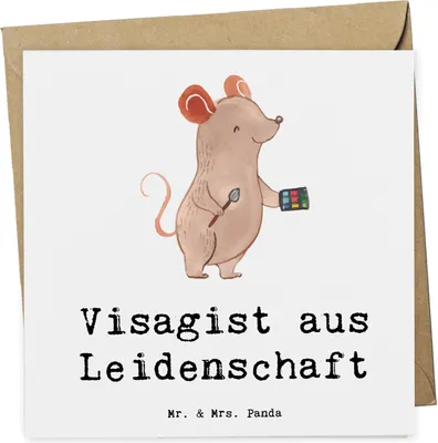 Produktbild von Mr. & Mrs. Panda Grußkarte Visagist Leidenschaft - Weiß - Geschenk, Ausbildung, Kosmetiker, Kosmetikstudio, Glückwunschkarte, faltkarte, Lustig, doppelkarte, anlasskarte