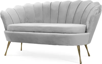 Produktbild von Bettso Elegant klassisch Muschelsofa Schalensofa Sofa Shell Muschel Couch auf Metallbeinen für Wohnzimmer Grau Hellgrau