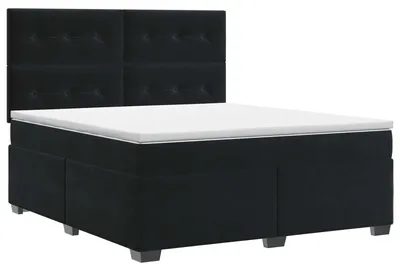 Image de vidaXL Lit boxspring avec matelas noir 140 x 200 cm velours