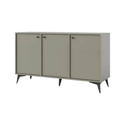 Produktbild von Kommode TOKA VII – Sideboard mit 3 Türen, modernes Design mit Sternfüßen für Wohnzimmer -Eukalyptus grün