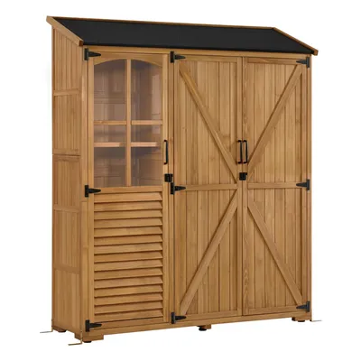Produktbild von M MCombo Gartenschrank Holz mit 7 Ablagen&2 Schubladen, Geräteschuppen Wetterfest, Gartenhaus Outdoor Wasserdicht, Gerätehaus für Außenbereich, 0982