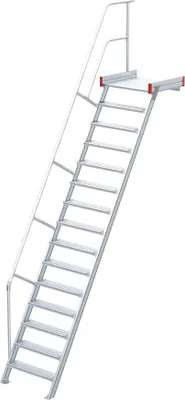 Produktbild von Euroline 511 Podesttreppe 60° 1000mm Stufenbreite 15 Stufen Alu gerieft