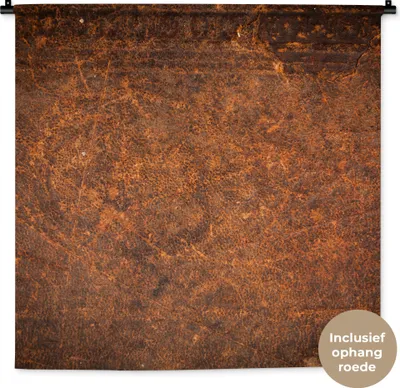 Produktbild von MuchoWow® Wandteppich Wandbehang Leder - Textur - Braun - Orange 90x90 cm Tapisserie Dekoration Wandtuch - Wandaufhänger