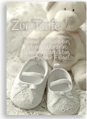 Produktbild von Friendly Fox Karte zur Taufe - Taufkarte zur Taufe Teddybär und Babyschuhe Motiv, Klappkarte Karte Taufe mit Umschlag