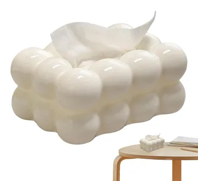 Produktbild von Kreative Taschentuchbox Bubble, kosmetische Box für Papiertücher, praktischer Napkin Dispenser und Organizer für Gesichtspapiere - Weiß