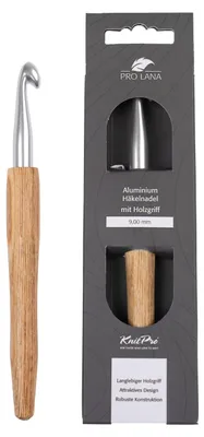 Produktbild von Pro Lana KnitPro NATURAL Aluminium Häkelnadel mit Birkenholzgriff 0,5 - 12 mm Durchmesser 9.0 mm