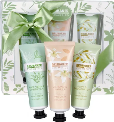 Zdjęcie produktu dla Zestaw prezentowy kremów do rąk BRUBAKER Cosmetics - 3-pak do suchych, szorstkich, popękanych dłoni - krem nawilżający z mocznikiem i masłem shea - krem pielęgnacyjny