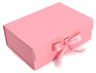 Produktbild von Faltbare Geschenkbox mit Schleife, 28,2 x 20,2 x 9,2 cm - Rosa
