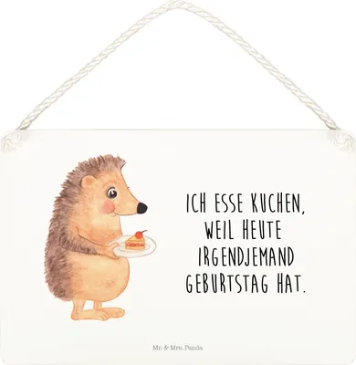 Produktbild von Mr. & Mrs. Panda Schild Igel Kuchenstück DIN A5 - Transparent - Geschenk, Wandbild Holz, Essen Spruch, Geburtstagskuchen, Torte, Deko, Lustige Sprüche, Türschild, Kuchen