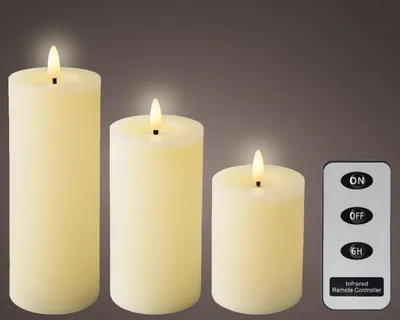 Obrázok produktu pre SADA LED sviečok s diaľkovým ovládaním, 11,2 cm, 15 cm, 17 cm, krémová, KSD