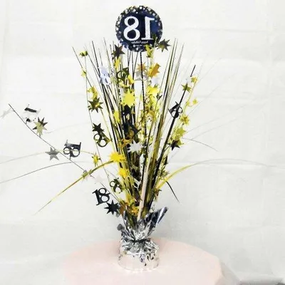 Image de Centre de table décoratif doré pailleté - 33 cm - Pièce unique avec décoration d'anniversaire - Décoration de table d'anniversaire