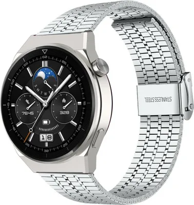 Produktbild von Strap-it Stahlarmband - Kompatibel mit Huawei Watch GT 3Armband 46mmHochwertiger EdelstahlHuawei watch strap Armband mit faltschließe für 22mmArmband Silber