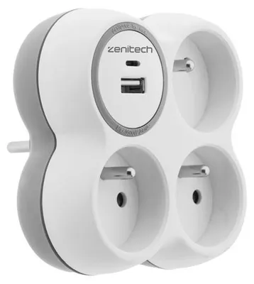 Image de Triplite 16 A Avec Chargeur Usb A Et C Gris Blanc - Hbf