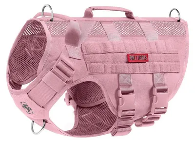 Image de Harnais pour chien anti-traction, rose, respirant, réglable, en mesh