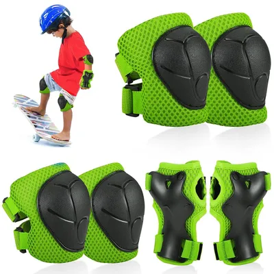 Produktbild von Grünes Kinderschutzset, universell für Rollschuhlaufen/Laufrad/Skateboard, Knie- und Ellenbogenschützer, Sportschutz