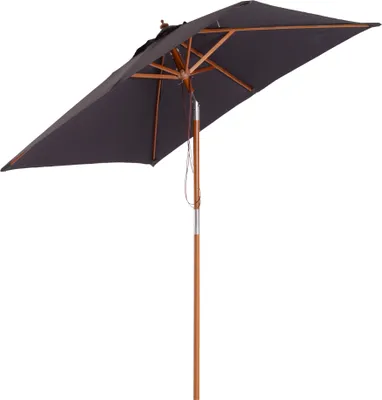 Zdjęcie produktu dla Outsunny składany parasol ogrodowy 3-stopniowy regulowany drewno jodłowe+poliester ciemnoszary 200 x 150 x 230 cm