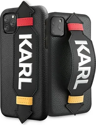 Produktbild von Karl Lagerfeld KLHCN58HDAWBK iPhone 11 Pro 5,8" Hardcase schwarz/schwarz Strap Schutzhülle