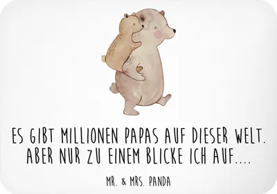 Produktbild von Mr. & Mrs. Panda magnet Papa Bär - Weiß - Geschenk, whiteboardmagnet, Kühlschrankmagnet, wandmagnet, haftmagnet, Geburtstag, Vater, Notizhalter, Muttertag, Vatertag