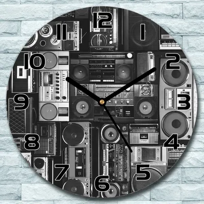 Produktbild von Wanduhr aus Glas Rund fi 30 Kassettenrecorder Quarz Deko Schlafzimmer Büro