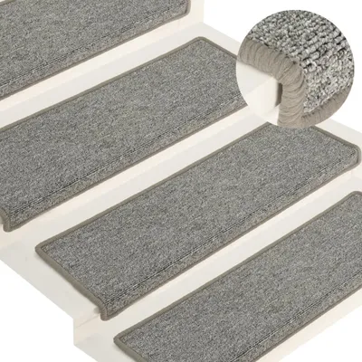Produktbild von vidaXL Stufenmatten 15 Stk. 65x21x4 cm Hellgrau Rechteckiger Rand