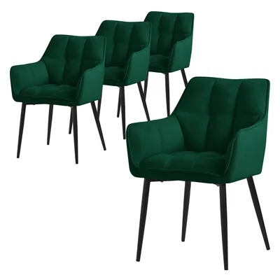 Obrázek produktu pro ML-Design 4x jídelní židle v ručníkové tkanině, tmavě zelená, se silným čalouněným sedákem