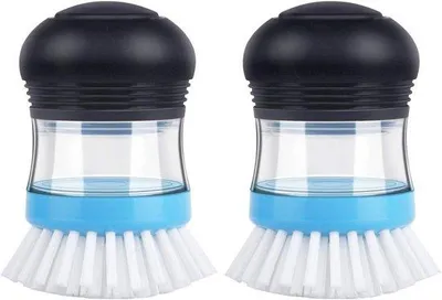 Image de Brosse de cuisine bleu marine avec porte-savon, lot de 2