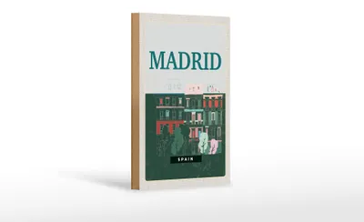 Produktbild von Holzschild Reise 12x18 cm Madrid Spain Erringungen Retro Dekoration