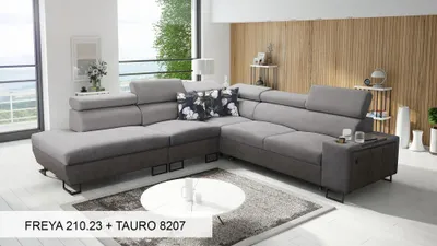 Produktbild von Modernes Ecksofa Couch L-Form links/rechts MELODIE IX - GRAU FREYA 210.23 + TAURO 8207