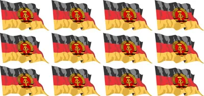 Produktbild von Mini Aufkleber Set - Pack wehend - 50x31mm - selbstklebender Sticker - DDR  Flagge / Banner / Standarte fürs Auto, Büro, zu Hause und die Schule - 12 Stück