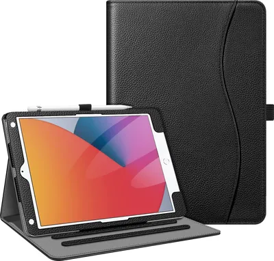 Produktbild von Fintie Hülle für iPad 9. Generation 2021 / 8. Gen 2020 / 7. Gen 2019 10.2 Zoll, [Eckenschutz] Multi-Winkel Betrachtung Folio Stand Schutzhülle mit Dokumentschlitze, Auto Sleep/Wake, Schwarz