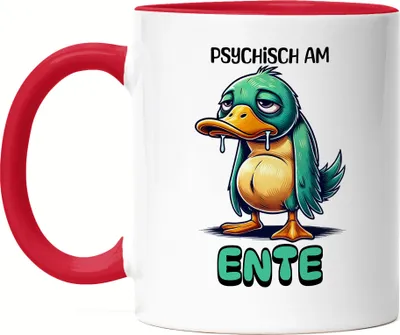 Produktbild von Psychisch am Ente Tasse rot lustig Humor Ente witziges Geschenk Idee