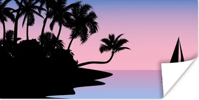 Produktbild von MuchoWow® Poster Boot - Palme - Sommer - Nacht 160x80 cm - Foto Poster