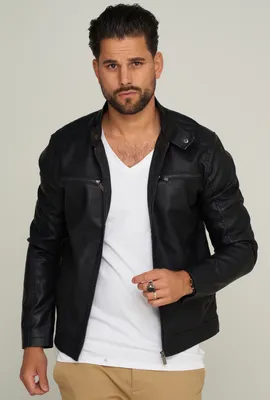 Produktbild von SOULSTAR Herren Kunstlederjacke MJTOPPO im Bikerjacken-Stil