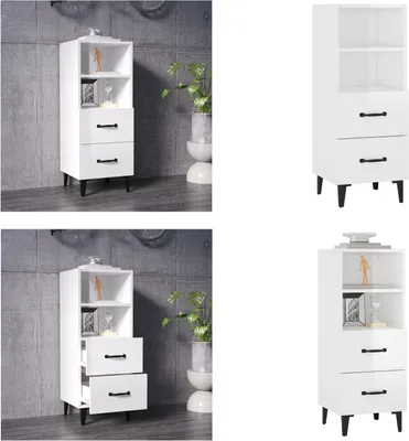 Produktbild von vidaXL Sideboard Hochglanz Weiß 34,5x34x90 cm Holzwerkstoff - Sideboard - Sideboards - Schrank - Lagerschrank
