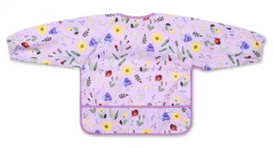Image de Tablier, bavoir avec manches longues et poche BabyOno - Garden, lilas