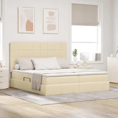 Produktbild von Maison Exclusive - Aufbewahrungsbett mit Kopfteil Creme 180 x 200 cm Stoff