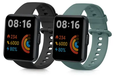 Produktbild von kwmobile 2x Uhrenarmband für Xiaomi Redmi Watch 2 Lite Armband - Fitnesstracker Band Set aus TPU Silikon - Ersatzarmband Smartwatch - Schwarz