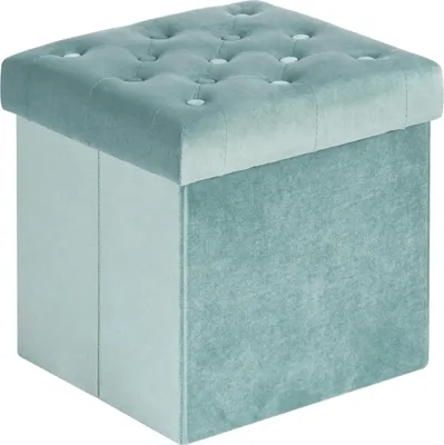 Produktbild von Samt Sitztruhe mit Stauraum - vielseitiger Pouf - 1 Stück - grün - Samtstoff - 40 x 40 x 40 cm