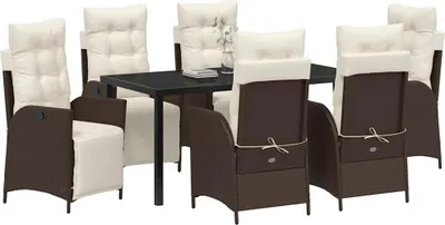 Obrázok produktu pre vidaXL Záhradný jedálenský set s vankúšmi 7 ks hnedý polyratan