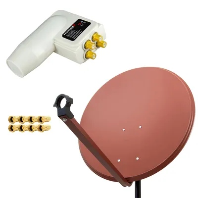 Produktbild von PremiumX SAT Anlage 80cm Antenne Aluminium Quad LNB WE 8x F-Stecker