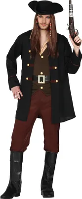A man dressed as a pirate, holding a pistol.