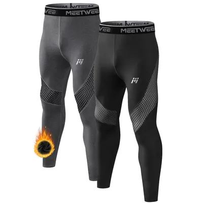 Produktbild von Lange Unterhose Herren 2er Innenfleece Thermo-Unterhose Männer Skiunterwäsche Thermounterwäsche Funktionsunterwäsche -Schwarz/Grau-L