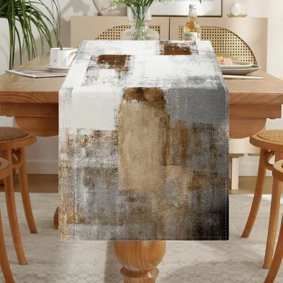 Obrázok produktu pre Běžec na stôl, vzhľad ľanu, vodeodolný, hnedý, 40x140 cm