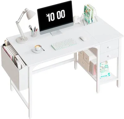 Productafbeelding van Bureau 100 cm - Ruimtebesparend - Computerbureau - Schrijfbureau - Bureau met lades - Veiligheidswaarschuwing