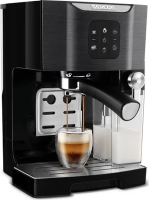 Obrázok produktu pre SENCOR SES 4040BK Automatické espresso, tlak čerpadla 20bar, Thermoblock, 1,4l nádoba na vodu, spustenie programu jedným dotykom, nádoba na mlieko, nerezový filter na 1/2 šálky