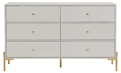 Produktbild von Kommode mit 6 Schubladen – MDF und Metall – Beige und Gold – MILAVIA