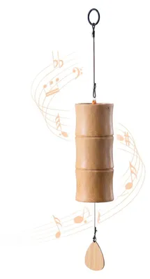 Bambus-Windspiel, handgefertigt, C-Dur, 16,6×6,9 cm, Naturholz