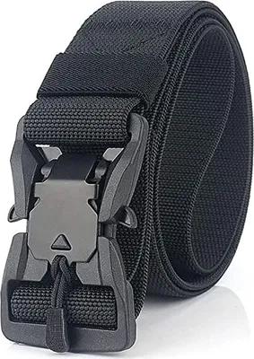 Produktbild von Segeltuch Elastisch Gürtel, Magnetisch Schnalle Gürtel mit Kunststoff Schnalle Gurtel Nylon Uni Gürtel Draussen Sportarten Gurtband Taktischer Militär Gürtel-- schwarz