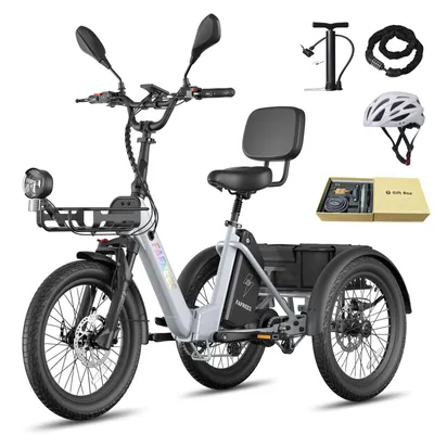 Produktbild von E Trike, Last bis 180 kg, Reichweite 85 km, 48 V 21 Ah Lithium Akku, Wasserdicht IPX5, sichere Hydraulikbremsen, Grau